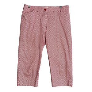 Talbots Outlet Perfect Crop Pants Red Womens 10 Geometric Preppy Casual‎